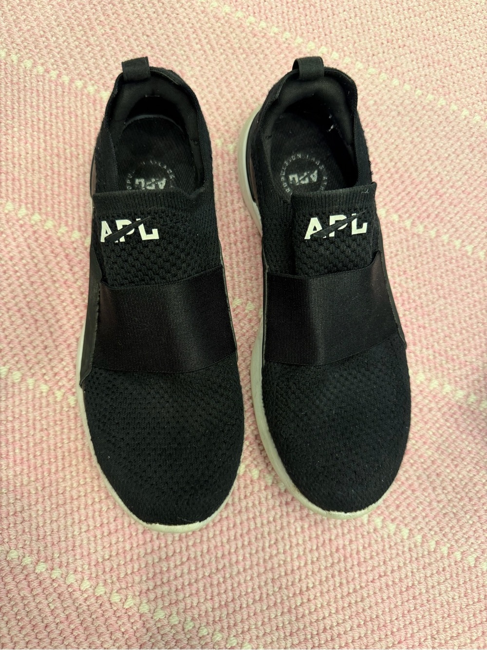 APL Black Slip-On Knit Sneakers with White Logo